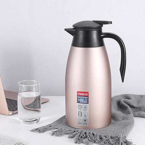 Bafnsiji Carafe à café de 2 litres, Carafe à café Thermique, Carafe Thermique en Acier Inoxydable, Carafe à café isolée sous Vide à Double paroi,D