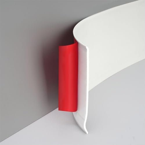 White PVC Skirting Board Trim Self-Adhesive,Flexible Skirting Boards Covers,Peel and Stick Wall Base Board Moulding Strip,Baseboard Molding Tape(12M L,5.4cm W)