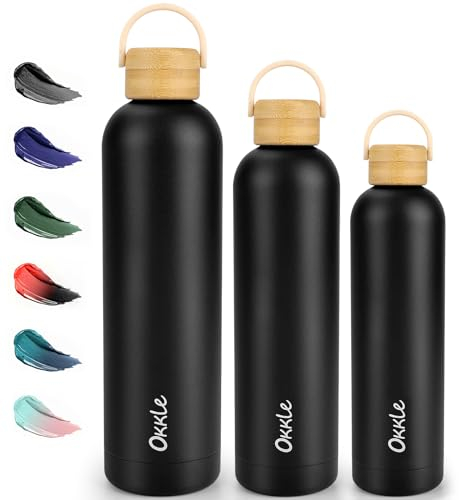 Trinkflasche Edelstahl mit Griff Deckel, Auslaufsichere 500ml Thermosflasche, BPA frei Edelstahl Isolierte Trinkflasche Kohlensäure Geeignet, Vakuum Wasserflasche 12 Hrs heiß/24 Hrs kalt