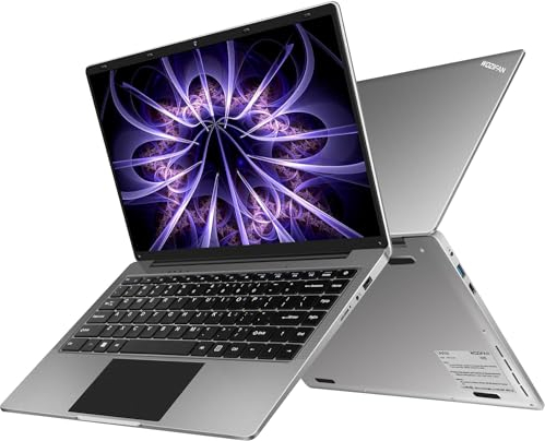 WOZIFAN Win 11 Laptop 14 Zoll Notebook 256GB SSD Unterstützung 1TB SSD Erweiterung Traditioneller 2.4G+5G WiFi Bluetooth 4.2 USB HDMI 1920x1080 FHD PC mit Drahtloser Maus-Grau