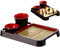 Japanese Soba Noodle Plates with Bamboo Look Drain Mat Lacquered Sushi Serving Trays Set with Small Sauce Dish Dinnerware, Sashimi Plate
