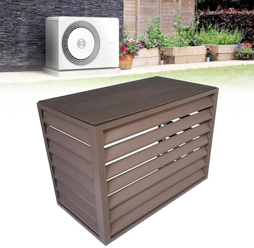 ZIXIAOS Air Conditioning Fence Screen Capacitor Protective Cover, Aluminum Air Conditioning Cover, Pool Pump Trash Can Housing, Suitable for External Air Conditioning Devices,Brown-2-3p-FlatRoof