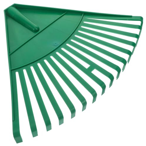 INOOMP Tête de râteau avec 16 dents, tête de râteau en plastique pour arbustes, feuilles, feuilles de pin, pour pelouse, cour, fleurs, parterres, ferme - Vert