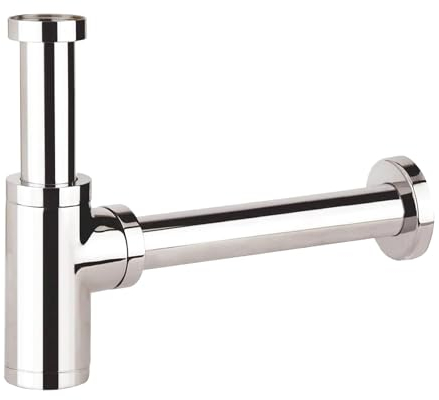 SPARES2GO Bottle Sink Basin Trap 40mm / 1.5 Adjustable Luxury Brass Round Deodorant Waste Pipe Outlet (Chrome Silver)