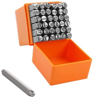 37 Stück Schlagzahlen Set Schlagbuchstaben Set 3mm Zahlen und Buchstaben Punch Set A-Z, &, 0-9 und Herzform für DIY Metall Leder Kunststoff Holz
