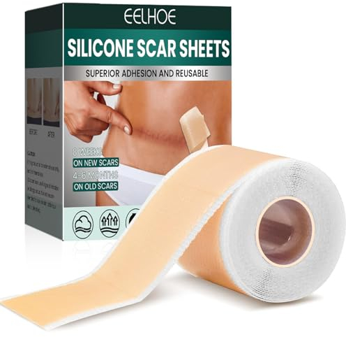 Silikonpflaster für Narben, Silicone Scar Sheets, Silikon Narbenpflaster, Wiederverwendbar Silikon Pflaster, Silicone Scar Tape Geeignet für Narben Nach Operationen Verbrennungen(4cmx150cm)
