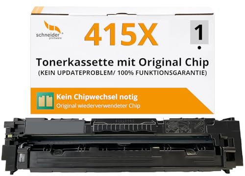 schneiderprintware [Mit Original-Chip | wiederverwendet] Toner kompatibel für HP 415X 415A W2030X schwarz für HP Color Laserjet Pro MFP M454 DN dw M479 dw fdn fdw fnw | Keine UPDATEPROBLEME|