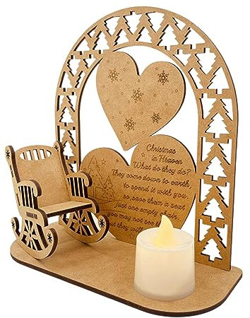 Gedenk-Ornament – Gedenk-Ornament, Weihnachtskerzen-Ornament, Schaukelstuhl aus Holz mit Kerzenhalter