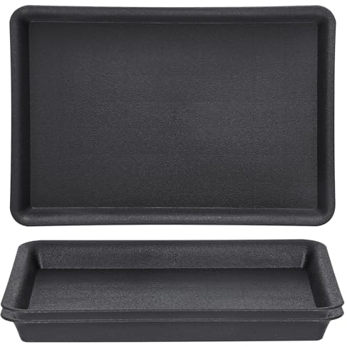 GREANER 3 Packs Plant Saucers Rectangular, 15x11x1.2 Inch Heavy Plastic Plant Saucer Drip Tray, Flower Pot Tray for Indoors Outdoor Plant Pots, Thick Drip Tray for Garden Potted Water Drips and Soil
