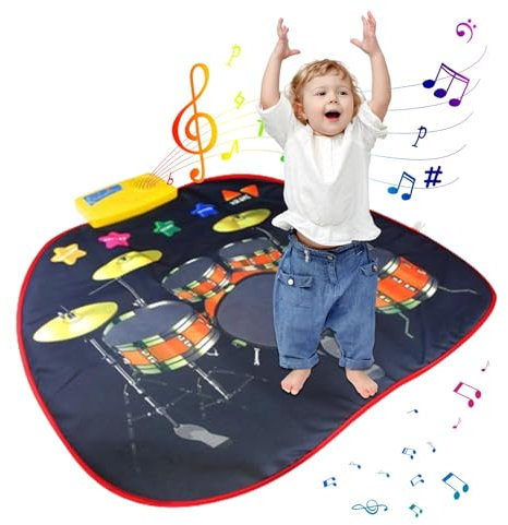 tapete musical para niños, tapete para tocar tambores,Tapete de juego para tocar el tambor - Alfombra interactiva para actividades musicales, manta educativa para tambor de suelo con volumen ajustable