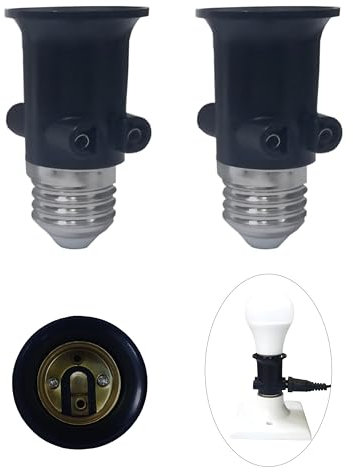 FExYinz 2 pièces par paquet Noir Adaptateur de douille de lampe Prise E27 Conversion en prise de courant et prise E27