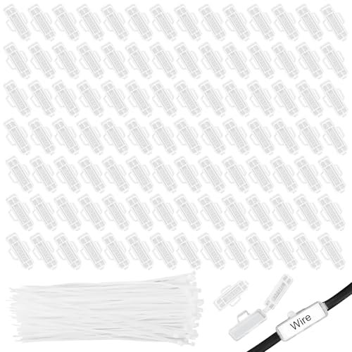 Cable Labels 100 Pieces Cable Tags Replacement Cable Labels Tags with 100 Clear Cable Ties 3010 Cable Markers for Labeling and Sorting of Various Types of Cables