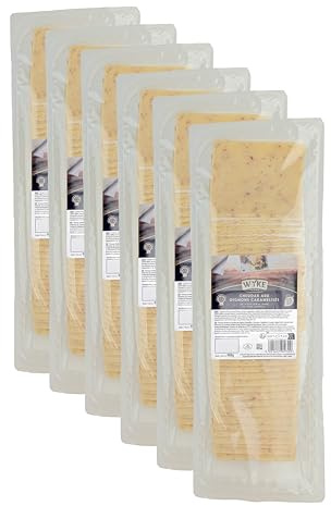 Food-United CHEDDAR-KÄSE mit karamellisierten Zwiebeln Großpackung 38 Scheiben 6x 980g von WYKE Farms cheddar cheese englischer Hartkäse ideal zu Burgern Sandwiches Wraps Pizza Salaten Gratins