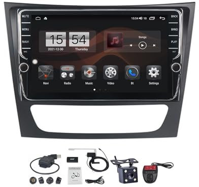 Estéreo para coche Android 11 de 9 pulgadas y 2 DIN con navegación GPS para Mercedes Benz Clase E S211 W211 CLS (2002-2010) radio FM AM integrada Carplay Android Auto Bluetooth 5.0 y controles en el