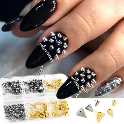 Nail Charms, Mini Metall Nieten Punk Nail Charms, Nägel Charm, Kegel Spikes Nagelschmuck, Nail Art Studs Nagel Steine Legierung Nagelanhänger Nageldesign Zubehör