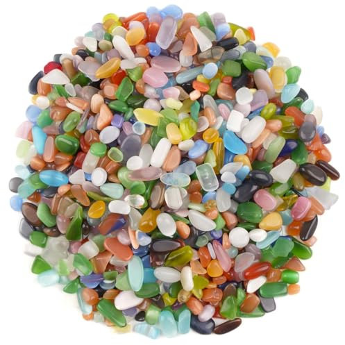 WAYBER Colorful Opal Pebbles, 2 Lbs/920g Decorative Crystal Stones Rocks Sea Glass Gravel Sand for Aquarium/Turtle Tank/Succulent Plants/Flowerpot/Vase Decoration