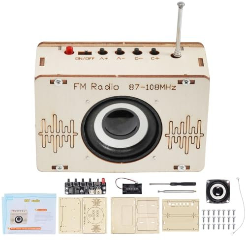 CEWROM Radio Bausatz, DIY Kits Holz Radio, Lackierbares Spielzeug, Lautsprecher Bausatz, Holz Experimente Wissenschaft für Kinder, Elektronik Baukasten, Kinder Spielzeug Geschenke ab 8-12 Jahre