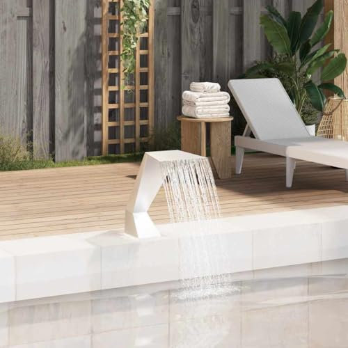 Refined Brunnen Schwallbrause Schwalldusche Wasserschwall Schwimmbad Wasserfall Poolfontäne Garten Teich Pool-Wasserfall Edelstahl 64x30x52 cm Silbern