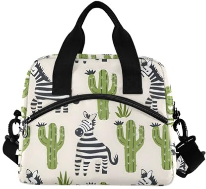 ALAZA Zebra Cactus Insulated Lunch Bag Large Capacity Lunch Box Tote Bag Portable Cool Bag for Kids Girls Boys Adults School Picnic Travel