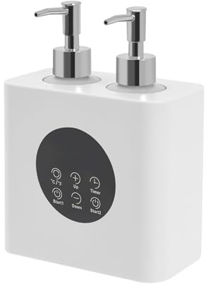Chauffe-huile de massage, réglage de l'heure de 30 à 65 °C avec 4 bouteilles, chauffe-huile de massage avec affichage LED pour salon, spa, massage (blanc)