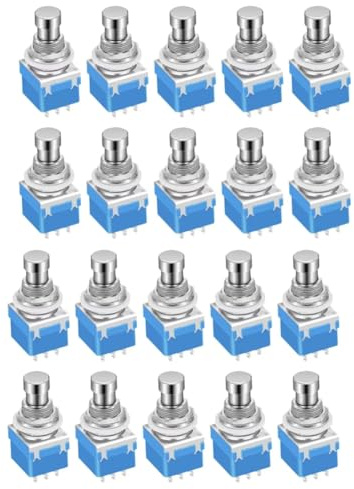 Asyduey 20PCS Momentary Guitar Effect Pedal 3PDT Footswitch 9 Pin Latching Stomp Push Button Foot Switch True Bypass Solder Lug
