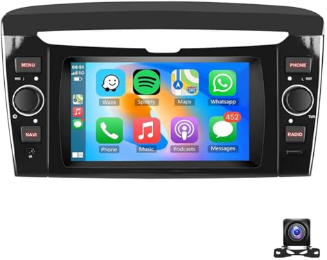 Autoradio Touchscreen Da 7 Pollici Per Lancia Ypsilon 2012-2020 Con Carplay Wireless Android Auto Navigazione GPS Bluetooth Mirror Link FM RDS WiFi USB MIC + Telecamera Di Retromarcia AHD(Size:M100)