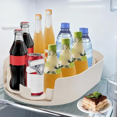 YHKJYH Organizer Frigorifero Porta Bottiglie Frigorifero 360° (Bianco) | Bottiglie Dispenser Lattine Frigorifero Organizer fridge Organizer per Frigo Cucina Dispensa Tavola