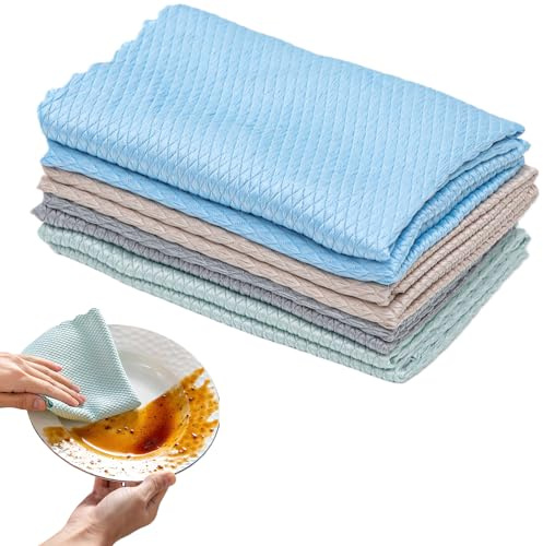 Ezranova 8 Pack Multi-Purpose Fish Scale Cleaning cloth,Microfibre Cleaning Cloth,Reusable Absorbent Polishing Lint Free Cleaning Cloths,Nanoscale Cloths,for Windows, Mirrors & More (30x30 cm)