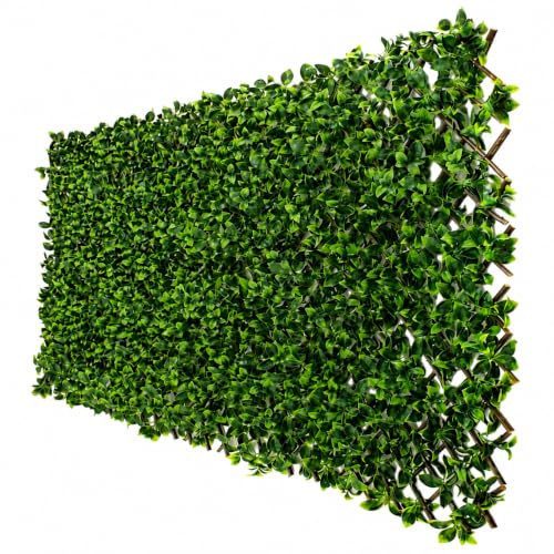 HAVENURA Expanding Artificial Trellis Fake Laurel Leaf Hedge Garden Privacy Screening 1m x 2m (3 Pack)