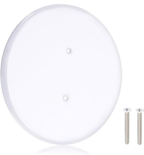 OwnMy 8 Inch Ceiling Cover Plate Round Electrical Box Wall Plates, 1PCS Metal Smoke Detector Cover, Blank Ceiling Hole Covers Plates for 3-1/2 Inch Round/Octagon Box, 2.76 Inch Hole Spacing