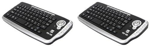 Onchdbfhuu 2X 2.4GHz Wireless Keyboard with Trackball Mouse Scroll Wheel Remote Control for Android TV BOX TV PC Silver
