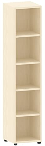 Aktenregal 5 Fächer versch. Farben | Büroregal 5 OH aus Holz | Büromöbel Ordnerregal Standregal H183 x B40 x T40 cm | höhenverstellbare Regalböden u. Stellfüße | hauseigene Fertigung (Ahorn)