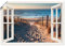 ARTLAND Wanddeko Poster & Kunstdrucke Wandposter 100x70 cm Fensterblick Fenster Strand Düne Meer Maritim Landschaft Küste Natur T6BV