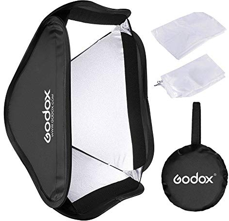 GODOX Faltbare Softbox 60cm x 60cm Tragbare Softbox Bowens Ständer Softbox für Kamerablitz Studioblitz Fotografie (HS6060)