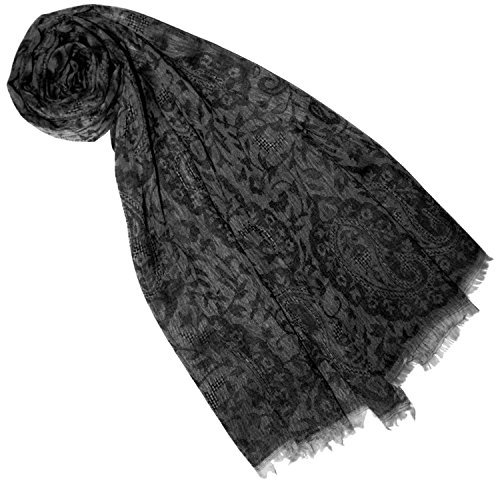 Lorenzo Cana Luxus Damen Pashmina Schal Schaltuch 100% Kaschmir Kaschmirschal Kaschmirtuch Kaschmirpashmina Cashmere Scarf 78369777, Anthrazit-grau, 70 x 200 cm