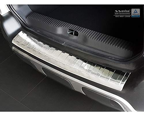 Avisa Protection de seuil arrière inox compatible avec Citroën C3 Aircross II 2017- 'Ribs', Argent