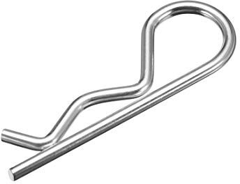 sourcing map 50 Stück Clip Stecknadeln R Förmiger Federstecker 3mm Draht Kohlenstoffstahl 60 mm Länge Anhänger Traktor Mäher Verschluss Hardware Silber Ton
