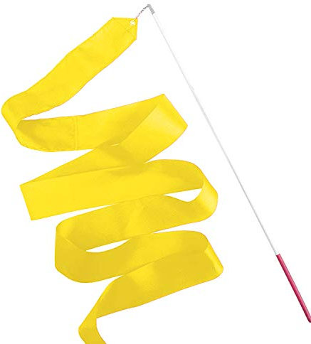 WedDecor Gymnastique Rythmique Danse Rubans avec Banderole Canne Baton Twirling Exercice, Décoration Fête, Cadeaux 4 Mètre, Rose, Simple - Jaune