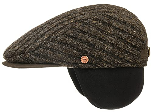 Mayser Matteo Earflaps Flatcap Herren - Made in The EU Wollcap Wintercaps Schirmmützen mit Schirm, Ohrenklappen, Futter, Futter Winter Herbst-Winter - 56 cm braun