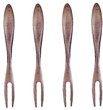 BYFRI 4pcs Wiederverwendbare Obst Gabel Aus Holz Dessert Gabel Picks Partyangebot Für Restaurant Ktv Bar