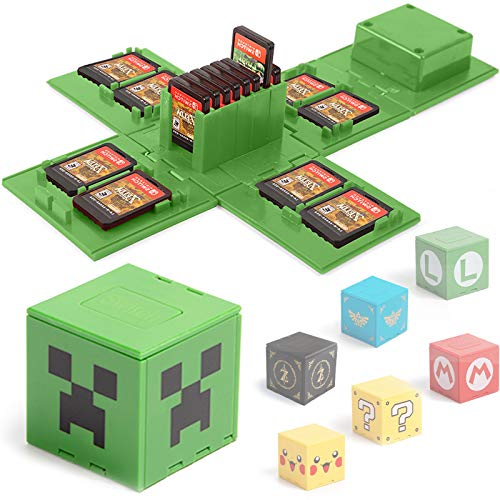 Etui Kompatibel für Nintendo Switch - Passend für bis zu 16 Nintendo Switch Spiele Aufbewahrungssystem Spielkarten Organizer Reisebox Hartschalen Set mit16 Slots Inserts (M Grün)