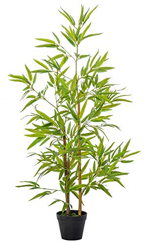 Outsunny Planta Artificial de Bambú 120 cm Árbol Artificial en Maceta Decorativa para Interior Exterior Hogar Salón Oficina Ø15,5x120 cm Verde