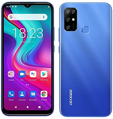 Smartphone Débloqué Android 11 DOOGEE X96 Pro, Octa Core 4Go + 64Go, Batterie 5400mAh, Caméra Quad 13MP, Écran Waterdrop 6,52 '', Téléphone Portable Dual SIM + SD (3 Slot), Empreinte Digitale Bleu