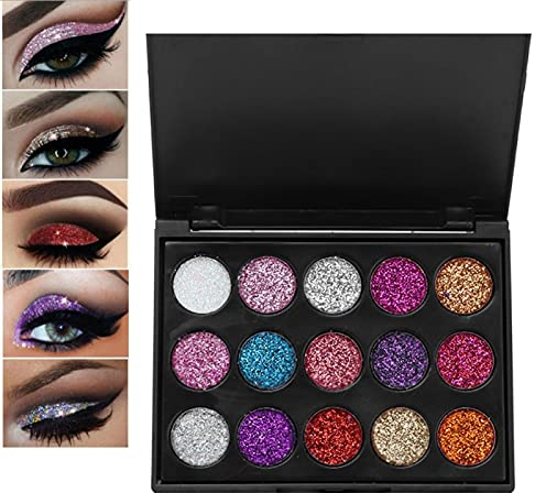 Lidschattenpalette,Augen Make-up Palette 15 Farben Lidschatten Palette Wasserdicht Glitzer Lidschatten Glänzend Kosmetik Puder Langlebig Mischbar Natürliche Farben Make Up