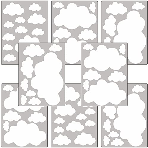 PREMYO 70 Wolken Wandsticker Kinderzimmer Mädchen Jungen - Wandtattoo - Wandaufkleber Selbstklebend Weiß