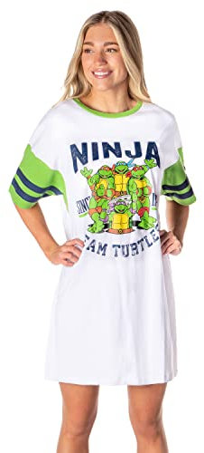 Nickelodeon Teenage Mutant Ninja Turtles Womens' Team Since 1984 Nightgown Pajama Shirt (Medium) White