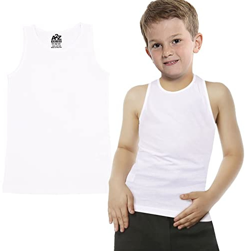 A2Z 4 Kids Boys Cotton Underwear Vests Sleeveless Tank Tops Age 2-13 | Soft base layer for school summer daily comfort and easy multi-pack use