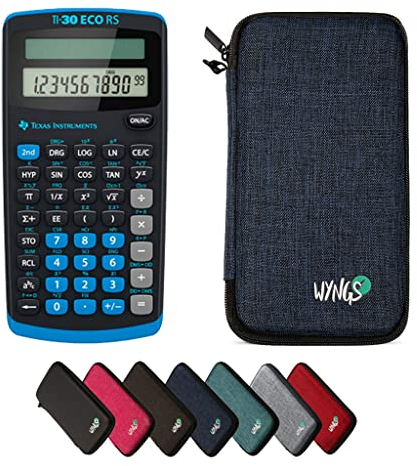 TEXAS INSTRUMENTS CALCUSO Sparpaket: TI 30 ECO RS wissenschaftlicher Rechner + WYNGS Schutztasche blau Erweiterte von