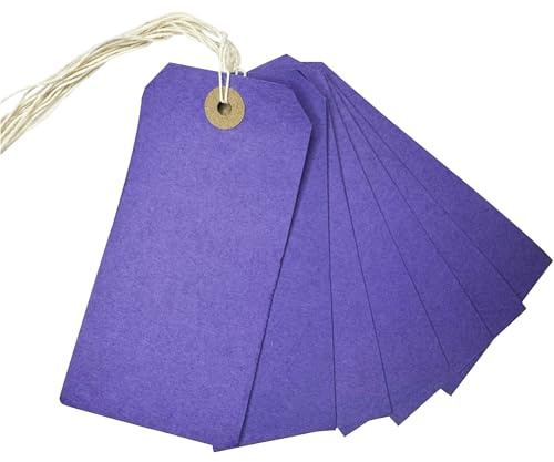 Box of 1000 Purple Strung Tags 120mm x 60mm