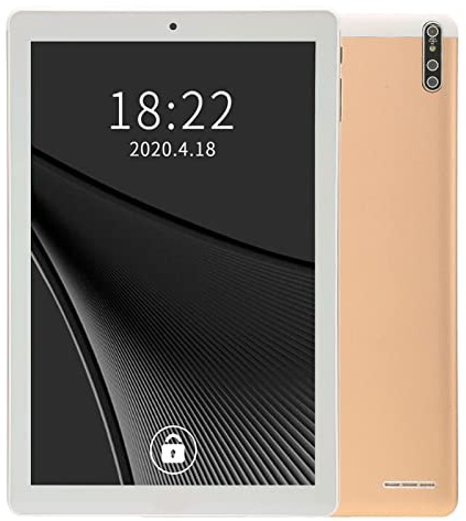 Zunate Tablets für Android 11, 10-Zoll-3G-Telefonie-Tablet, Octa-Core-Prozessor, 3 GB RAM, 64 GB ROM, IPS HD-Großbildschirm, 5-G-WLAN, Zwei Lautsprecher, 6000-mAh-Akku, Gold